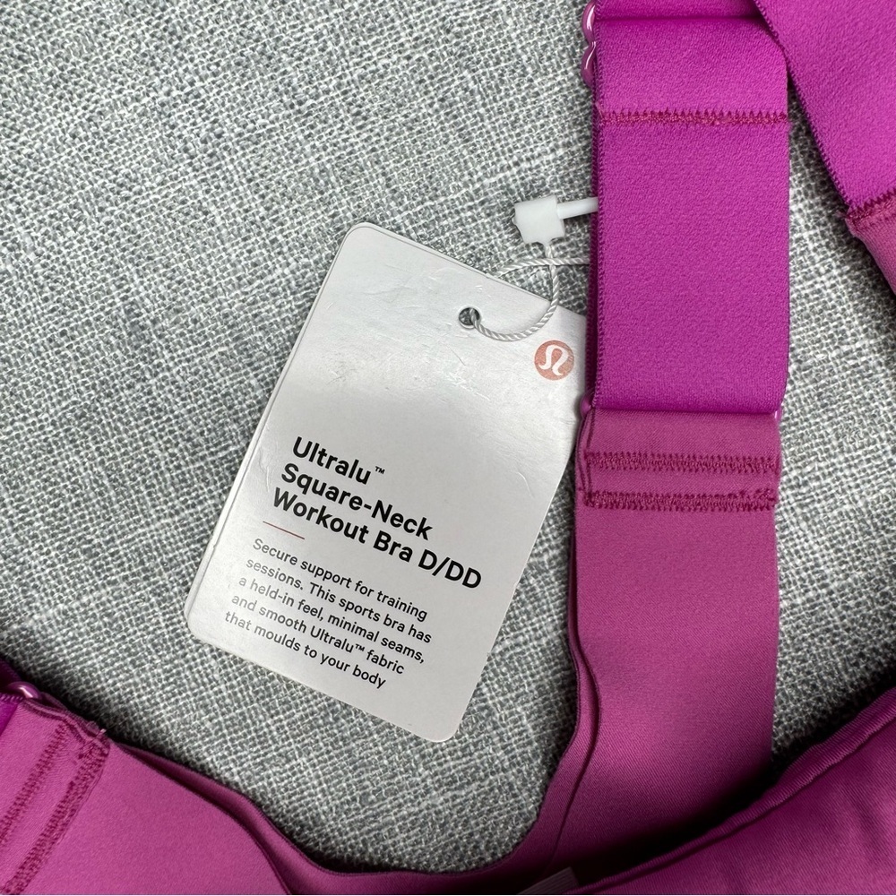 Lululemon Ultralu Square Neck Workout Bra D/DD Pow Pink Size 12 NWT - Picture 9 of 10